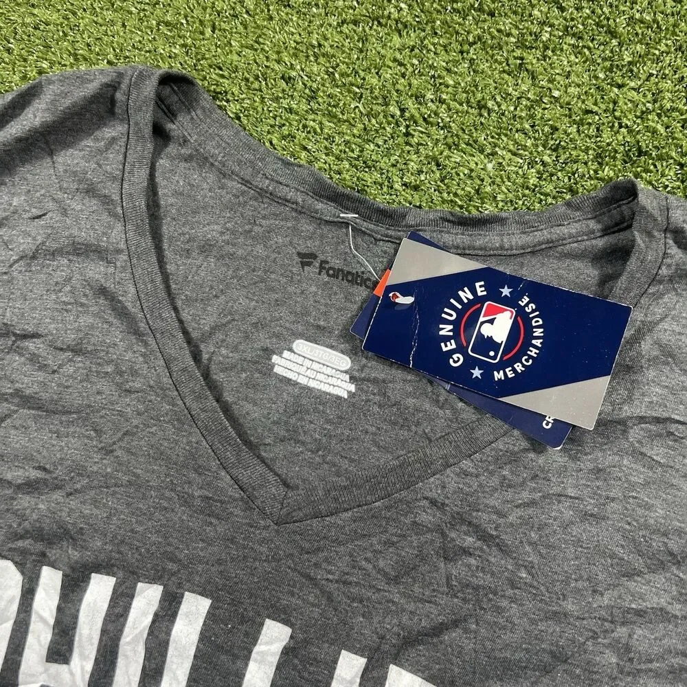 Fanatics Philadelphia Phillies Women's Gray V-Neck T-Shirt Size 3XL NWT